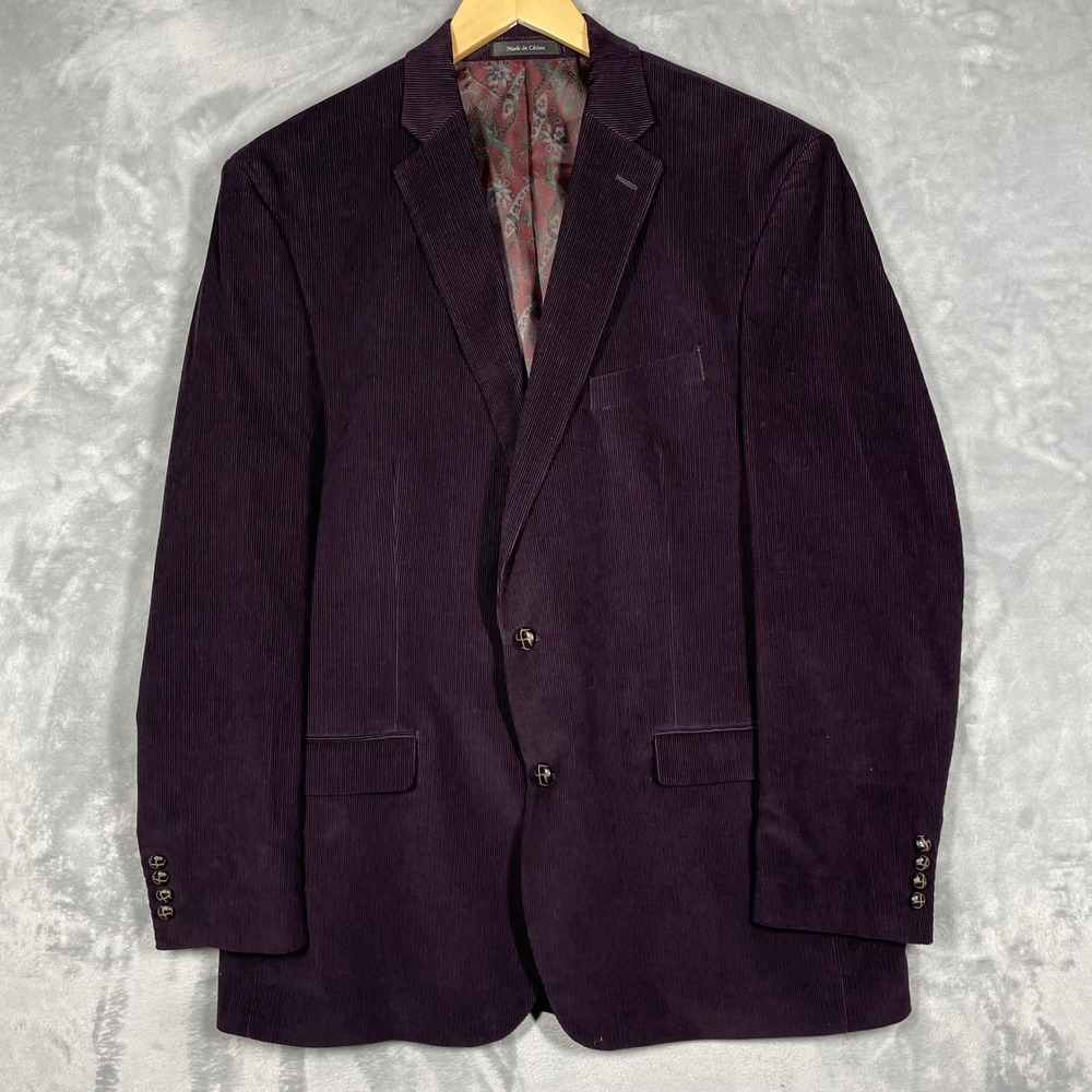 Lauren Ralph Lauren Mens 46L Purple Corduroy Paisley Lined Sport Coat Blazer